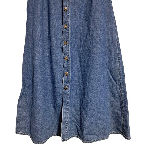 90s Liz Wear Liz Claiborne Lace-Up Back Denim Maxi Skirt Button Front Boho Prari - Picture 6 of 11